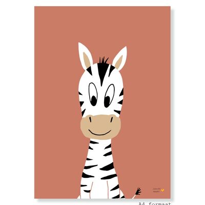 Poster A4 - Zebra - rosa antico