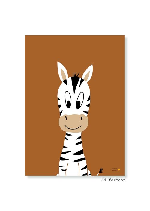 A4 poster - Zebra - bruin