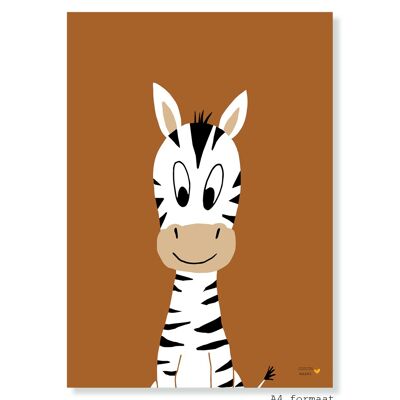 A4 poster - Zebra - brown