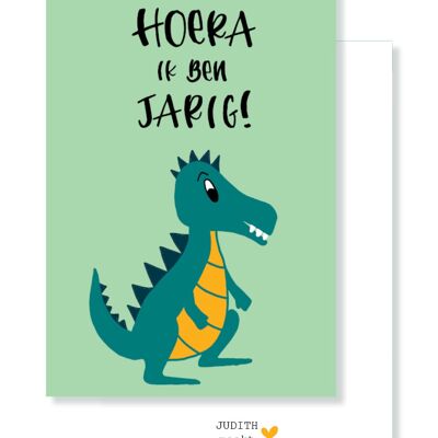 Tarjeta pequeña - Hurra es mi cumpleaños - Dino