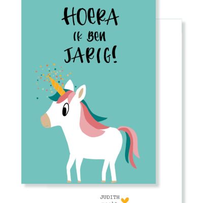 Small card - Hooray it's my birthday - Unicorn