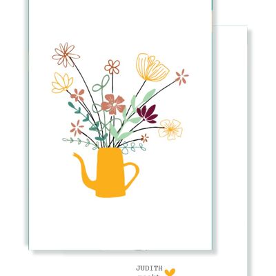 Small card - Large bouquet in watering can