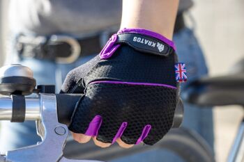 KRATOS- Gants de gymnastique demi-doigts violets adaptés aux hommes et aux femmes 2