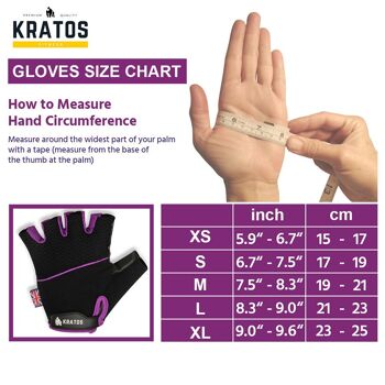 KRATOS- Gants de gymnastique demi-doigts violets adaptés aux hommes et aux femmes 7