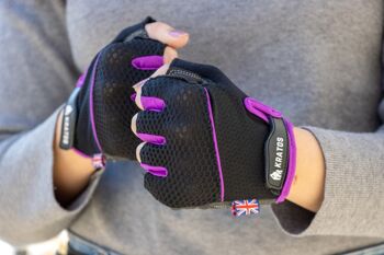 KRATOS- Gants de gymnastique demi-doigts violets adaptés aux hommes et aux femmes 9