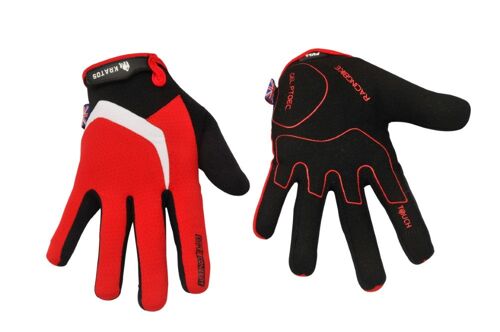 KRATOS - Anti-Slip Enduro Red Full Finger Gloves For Women & Men