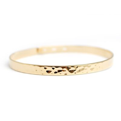 Women's gold-plated hammered ribbon bangle - JE T'AIME engraving