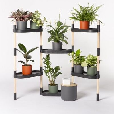 Étagère à plantes avec arrosage automatique; couleur noire; 6 plateaux