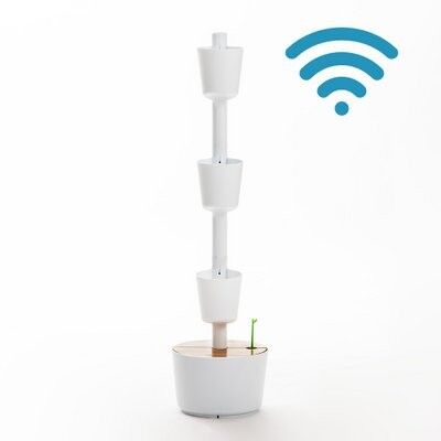 Vertical planter with intelligent automatic watering; white; 3 pots