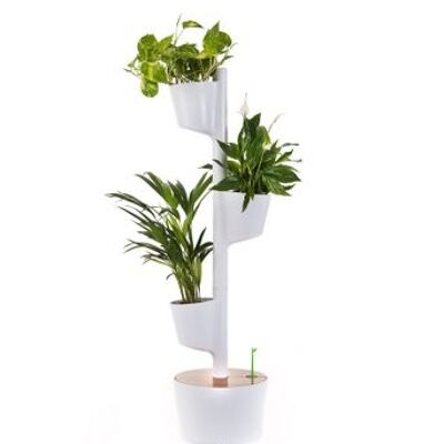 Vertical planter with automatic watering; white; 3 pots