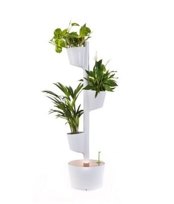 Jardinière verticale avec arrosage automatique ; blanc; 3 pots 1