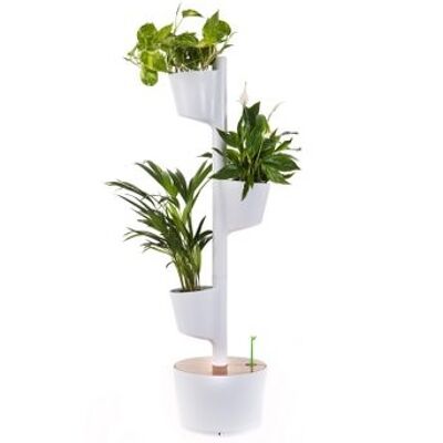 Vertical planter with automatic watering; white; 3 pots