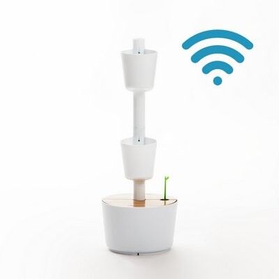 Vertical planter with intelligent automatic watering; white; 2 pots