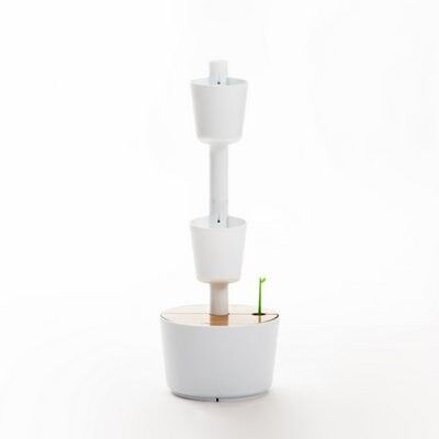 Vertical planter with automatic watering; white; 2 pots