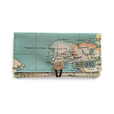 CIGARETTE CASE WITH WORLD MAP FABRIC BUTTON