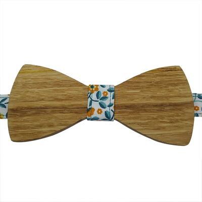 Orange liberty wooden bow tie