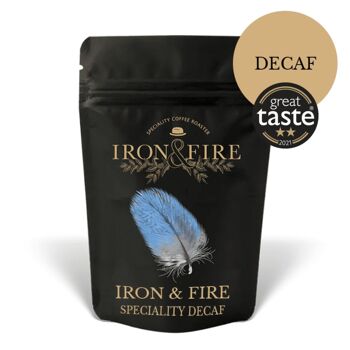 Grains de café Iron & Fire DECAF | onctueux, chocolat, cajou, noisette - Espresso moulu / SKU111 1