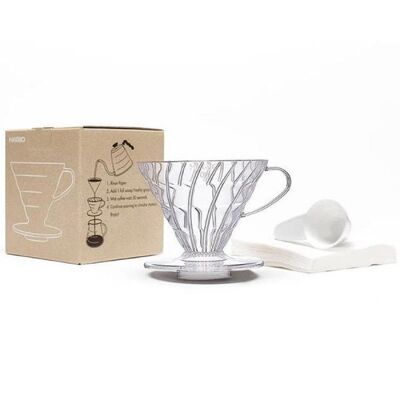 Hario coffee dripper V60 02 with filter papers and coffee scoop / SKU219