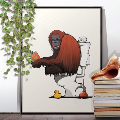 Orangutan on the toilet poster
