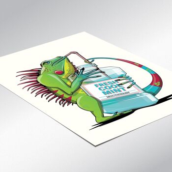 Iguane utilisant une affiche de bain de bouche. 2
