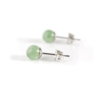 6mm Green Aventurine Gemstone Stud Earrings