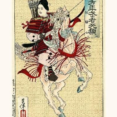 Yoshotoshi1 Hangaku Gozen, guerriere japonaise du XIII - 24x30
