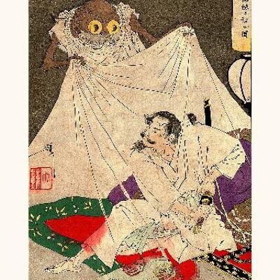 Yoshitoshi Minamoto tötet die Erdspinne (Tsuchigimo)