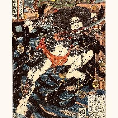 Kuniyoshi Rori Hakucho Chojun aus den 108 Helden der Suikoden-Serie - 24x30