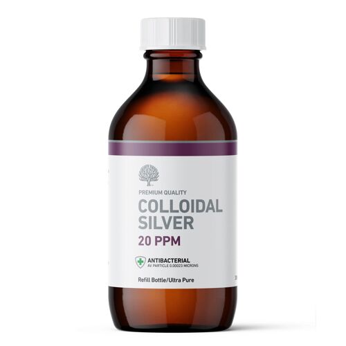 20ppm Antibacterial Crystal Clear Premium Quality Colloidal Silver Refill Bottle 300ml (vegan)