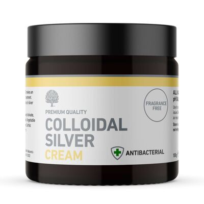 Crème d'argent colloïdal antibactérienne apaisante entièrement naturelle végétalienne à l'huile de noix de coco 100g