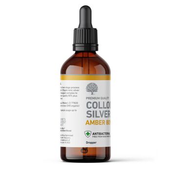 Antibactérien Premium Quality Ambre 80% True High Potency Colloidal Silver Compte-gouttes 100 ml (végétalien) 2