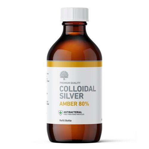 Antibacterial Premium Quality Amber 80% True High Potency Colloidal Silver Refill 300ml (vegan)