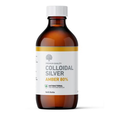 Recambio antibacteriano de plata coloidal de alta potencia 80 % de ámbar de primera calidad 300 ml (vegano)