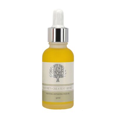 Aceite facial revitalizante totalmente natural con aceites esenciales antienvejecimiento y productos botánicos 30 ml (VEGANO)