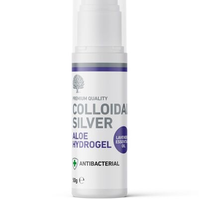 Antibakterielles linderndes kolloidales Silber Aloe & Lavendel ätherisches Öl Hydrogel 50 g (VEGAN)