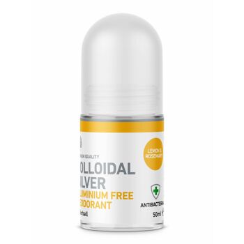 Déodorant argent colloïdal antibactérien entièrement naturel sans aluminium (citron) 50 ml (végétalien) 2