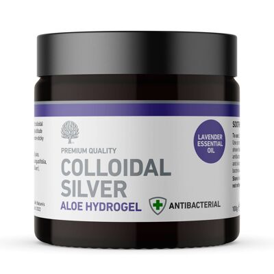 Hydrogel d'aloès à l'argent colloïdal antibactérien et soulageant avec de l'huile de lavande 100 ml (végétalien)