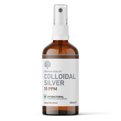 10 ppm antibatterico cristallino argento colloidale di qualità premium 100 ml spray (vegano)