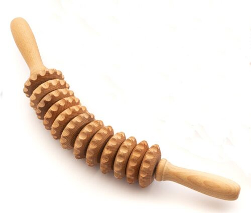 Tuuli Curved Wooden Massage Roller Tool for Waist and Thigh, Multi-Functional Body Roller Brush for Cellulite Reduction and Muscle Tension