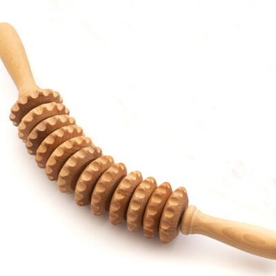 Tuuli Curved Wooden Massage Roller Tool for Waist and Thigh, Multi-Functional Body Roller Brush for Cellulite Reduction and Muscle Tension