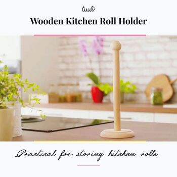 Tuuli Kitchen - Porte-serviettes en papier de cuisine en bois, pour mouchoirs et autres types de rouleaux de papier, support en bois de hêtre pour papier de cuisine 14 x 5 pouces 9