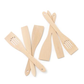 Tuuli Kitchen - Ensemble d'ustensiles de cuisine en bois de 6 pièces, cuillères de cuisine en bois de hêtre massif spécialement conçues, ustensiles en bois durables pour un usage quotidien 1