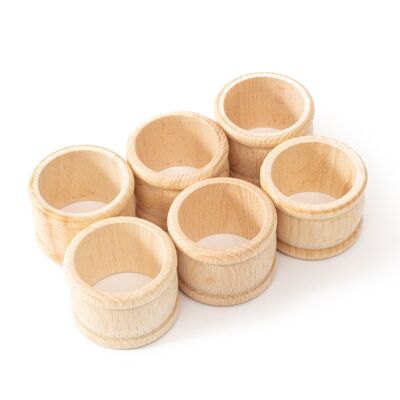 Tuuli Kitchen - Servilleteros de madera, servilleteros de 6 piezas para decoración de mesa, juego de anillos de madera para servilletas de tela, lino y papel, 1,69 x 1,26 pulgadas