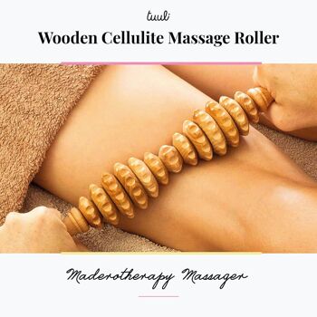 Tuuli Outil de Rouleau de Massage Ovale en Bois, Rouleau Corporel Multifonctionnel pour la Cellulite, Brosse de Massage Naturelle 11