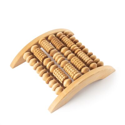 Tuuli Wooden Foot Massager, Grooved Muscle Roller, Helps Ease Muscle Tension and Improve Blood Circulation, Natural Wood Therapy Massage Tool, 29 x 24.5 cm