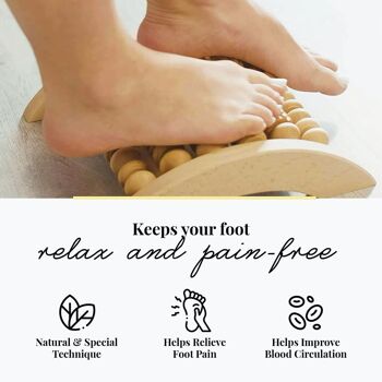 Tuuli Masseur de pieds en bois, rouleau musculaire rainuré, aide à soulager les tensions musculaires et à améliorer la circulation sanguine, outil de massage thérapeutique en bois naturel, 29 x 24,5 cm 8