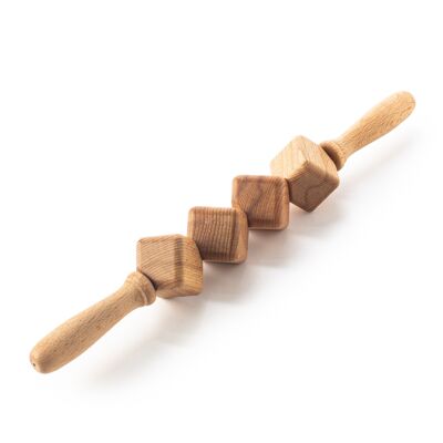Tuuli Dice Rouleau de Massage en Bois pour Taille et Cuisse, Brosse à Outils Multifonctionnelle pour Le Corps pour la Cellulite et la Tension Musculaire, Masseur Naturel