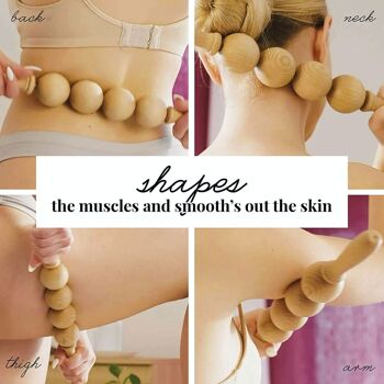 Rouleau de massage en bois Tuuli Ball, outil de brosse à rouleau multifonctionnel pour le corps pour la cellulite, la tension musculaire et le soutien de la santé de la peau, masseur naturel 9