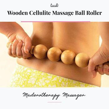 Rouleau de massage en bois Tuuli Ball, outil de brosse à rouleau multifonctionnel pour le corps pour la cellulite, la tension musculaire et le soutien de la santé de la peau, masseur naturel 11