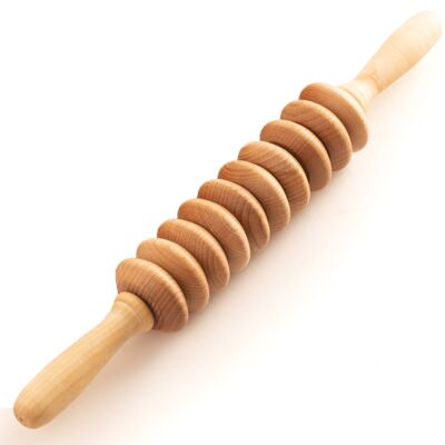 Tuuli Disk Wooden Massage Roller, Multi-Functional Body Roller for Cellulite, Muscle Tension and Skin Health Support, Natural Massager Tool Brush